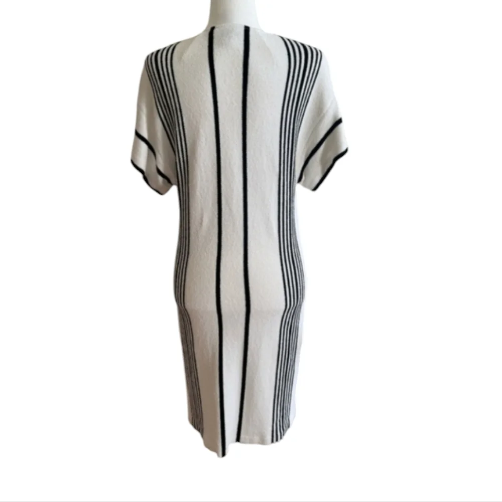 St John white black Terry Cloth  striped knit tunic dress size L - Picture 4 of 16